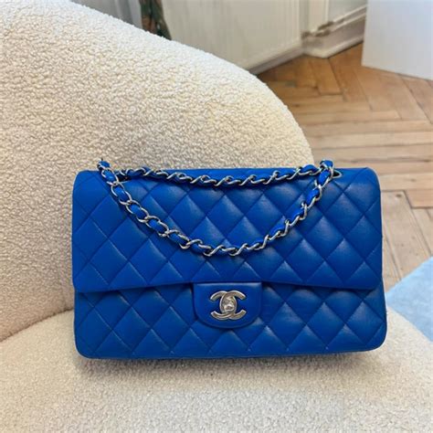 chanel electric blue bag|Chanel bag navy blue.